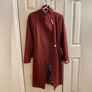 Ted Baker Ellgenc long belted wrap coat, dark brown, TB size 3/US 10